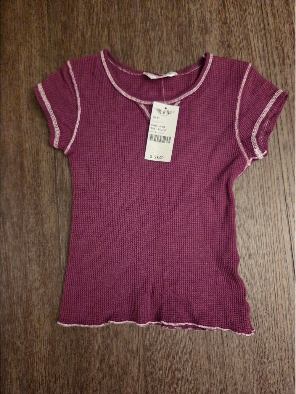 Hard Tail Kids Thermal Tee XS 6-6X Mulberry Purple Waffle Knit Shirt NWT